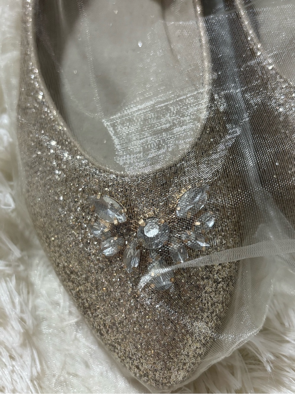 Glitter Pointed Toe Flats with Embellishment - Gold - Picture 5 of 14